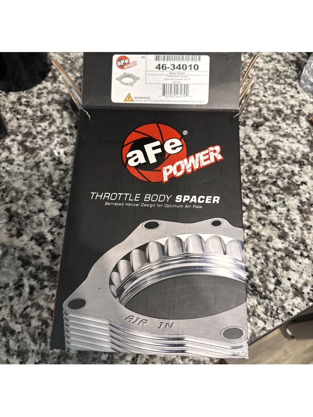 aFe POWER Throttle Body Spacer - Silver/Black for 2010-2024 Camaro 3.6L